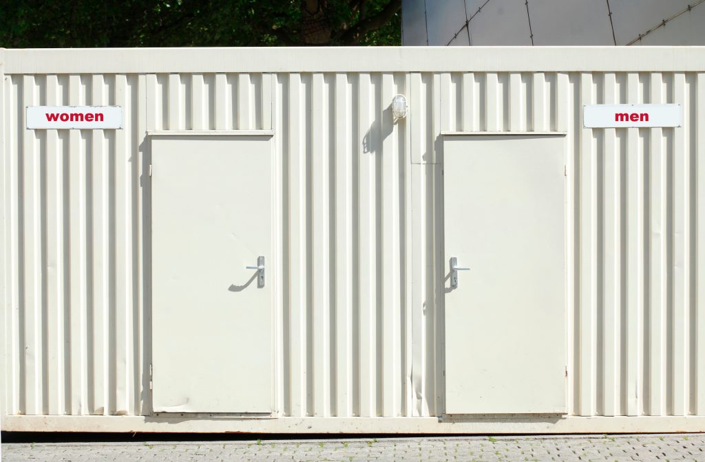 Shipping container toilet ablution hire custom